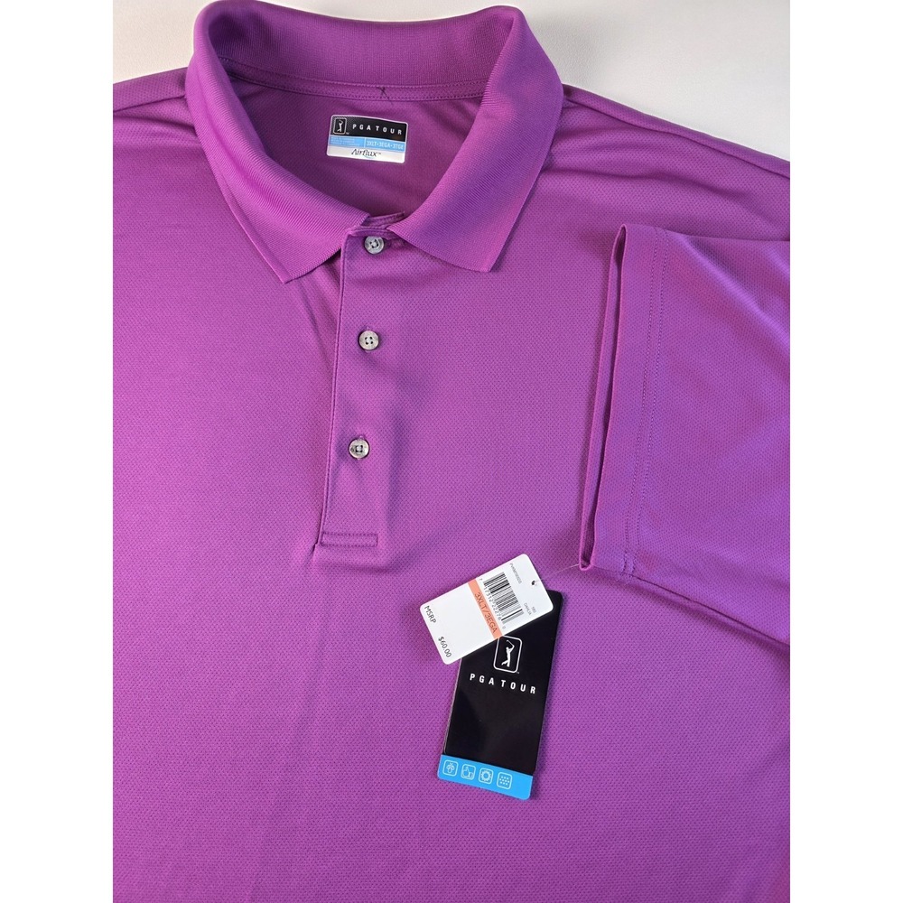 Pga Tour Polo 3xlt Mens Purple Short Sleeve Shirt